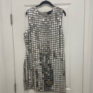 ASOS embellished metallic silver mini shift dress